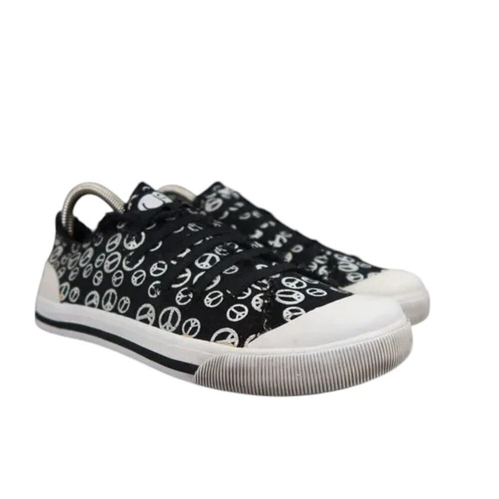 Union Bay Shoes Womens 6.5 Slip On Sneaker Flight Peace Casual Canvas Black Flat